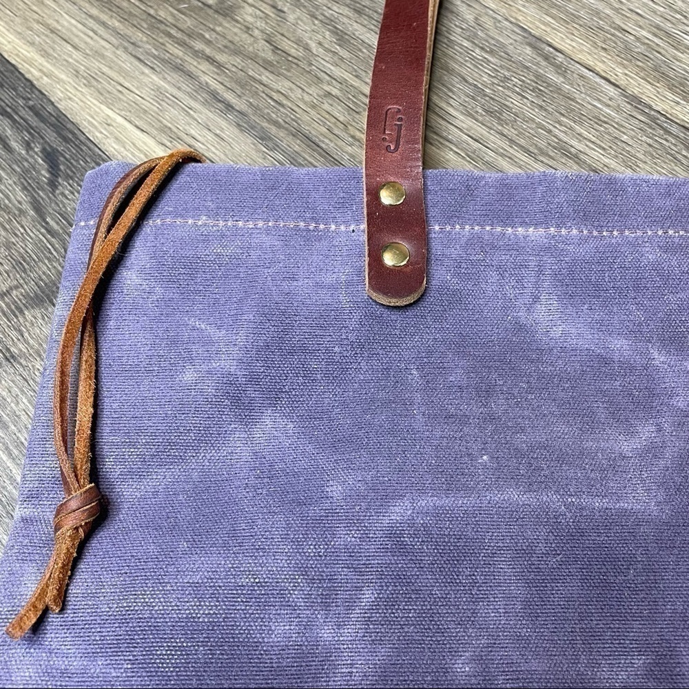 Purple Suede Canvas Bag With Genuine Leather Straps - Picture 8 of 9